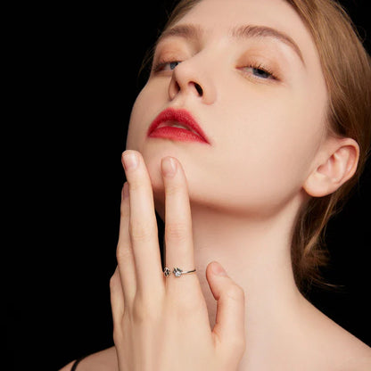 925 Sterling Silver Paw Ring – Adjustable with Zirconia & Enamel - emmy-rae-jewels.com