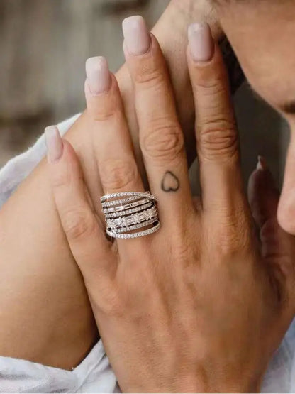 EXQUISITE MULTI-LAYER SILVER RING - emmy-rae-jewels.com