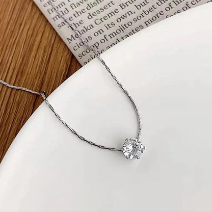 Dainty Solitaire Pendant Necklace