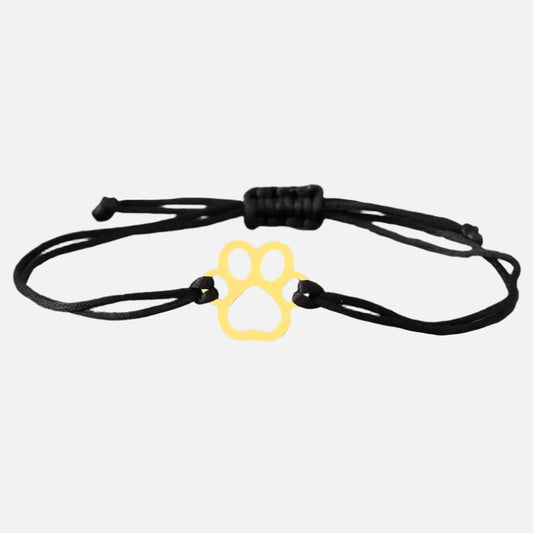 Paw Print Cord Bracelet – Adjustable Black and Red Design - emmy-rae-jewels.com