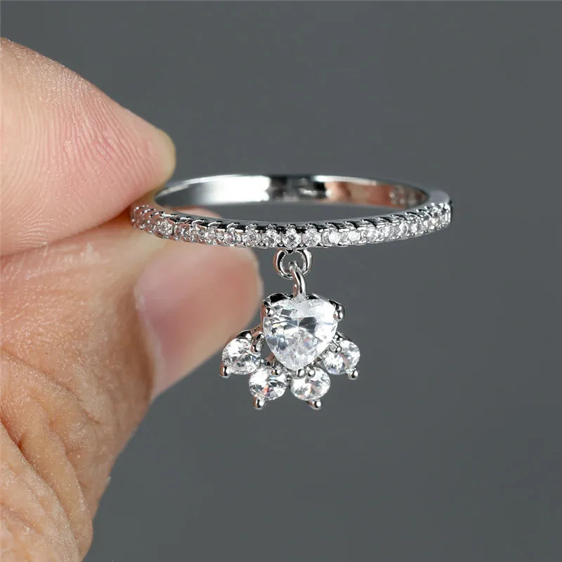 Vintage Cat Paw & Heart Stone Ring – Gold & Silver Tone - emmy-rae-jewels.com