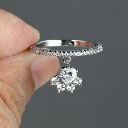 Vintage Cat Paw & Heart Stone Ring – Gold & Silver Tone - emmy-rae-jewels.com