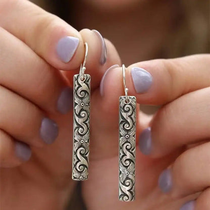 Classic Silver Scroll Bar Earrings