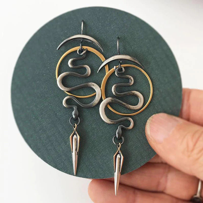 Irregular Geometric Spiral Earrings Serpentine - emmy-rae-jewels.com