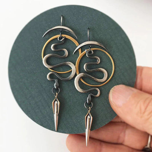 Irregular Geometric Spiral Earrings Serpentine - emmy-rae-jewels.com