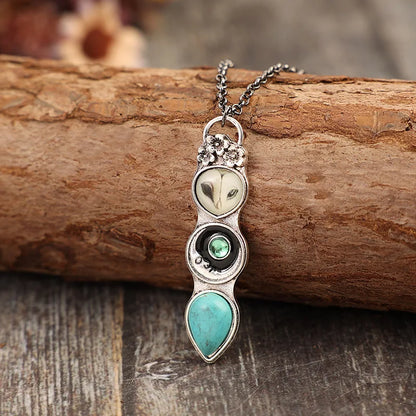 Turquoise Owl Wisdom Bar Necklace - emmy-rae-jewels.com