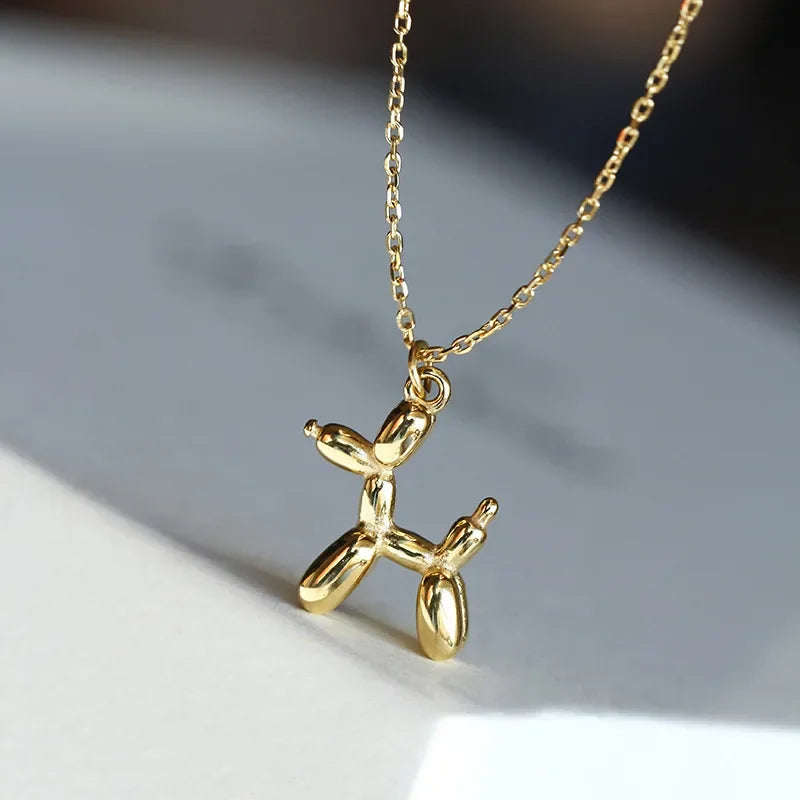 Gold-Tone Balloon Dog Pendant Necklace - emmy-rae-jewels.com