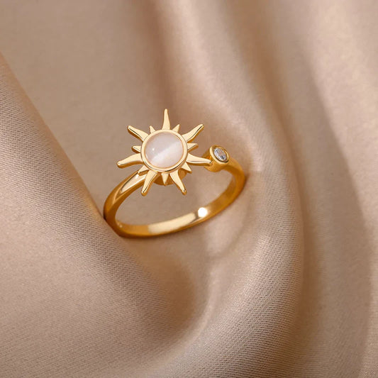 Celestial Sunbeam Moonstone Gold Ring - emmy-rae-jewels.com