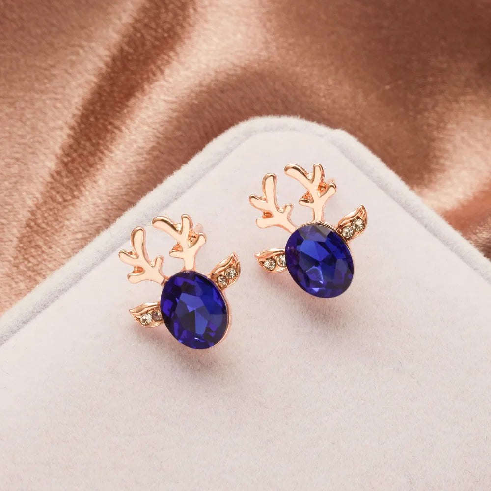 Festive Reindeer Crystal Stud Earrings - emmy-rae-jewels.com