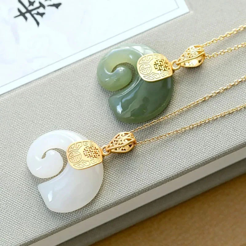 Hetian Jade Elephant Pendant Necklace – 18K Gold Plated Chain for Women - emmy-rae-jewels.com