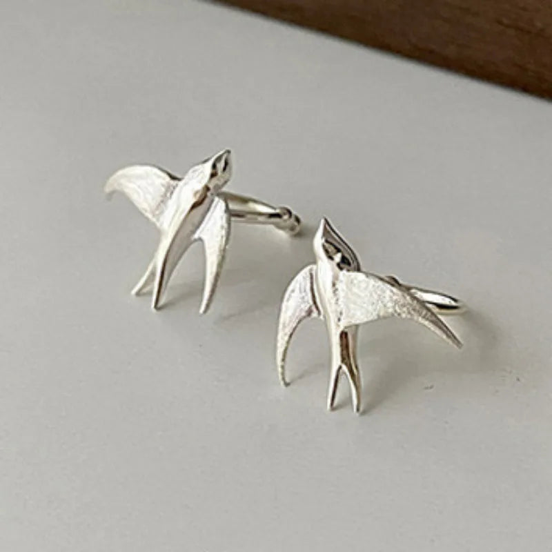 Beautiful Silver Swallow Bird Clip-On Earrings - emmy-rae-jewels.com