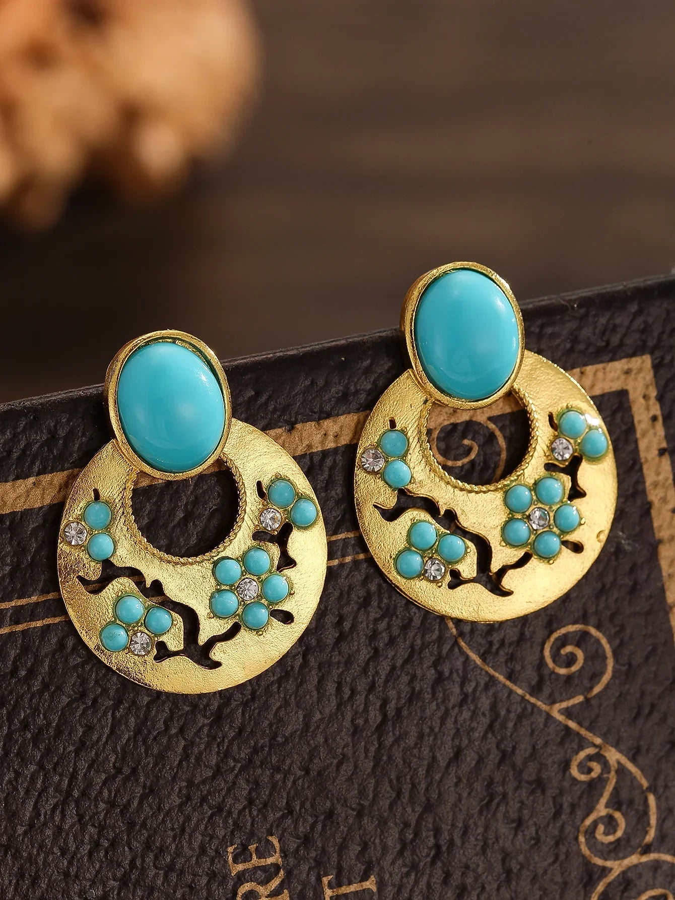 Vintage Turquoise Oriental Earrings