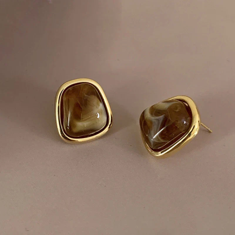 Honey Swirl Resin Stud Earrings - emmy-rae-jewels.com