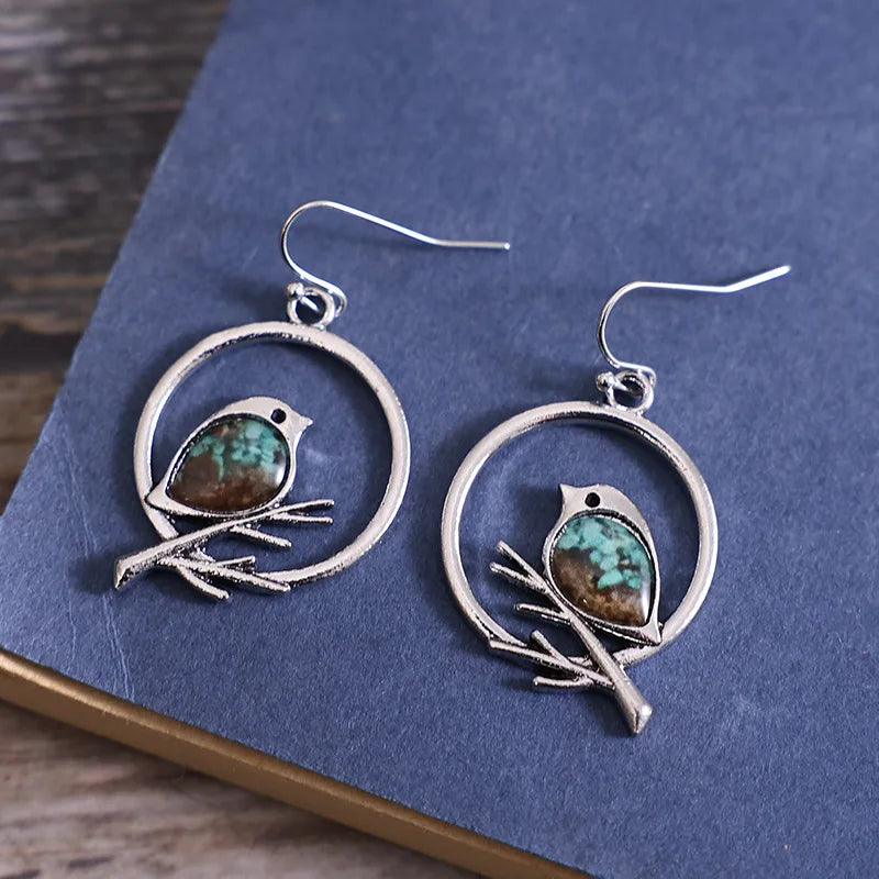 Vintage Bird on Branch Earrings – Symbol of Freedom & Serenity - emmy-rae-jewels.com