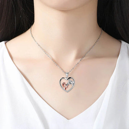 Beautiful Heart Zircon Girl and Horse Necklace - emmy-rae-jewels.com