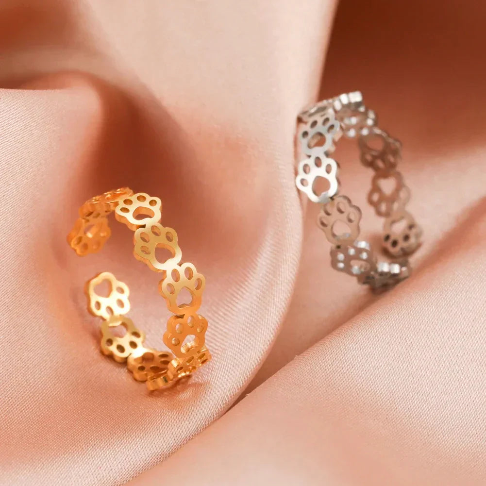Adjustable Paw Print Ring – Made of Stainless Steel - emmy-rae-jewels.com