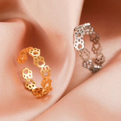 Adjustable Paw Print Ring – Made of Stainless Steel - emmy-rae-jewels.com