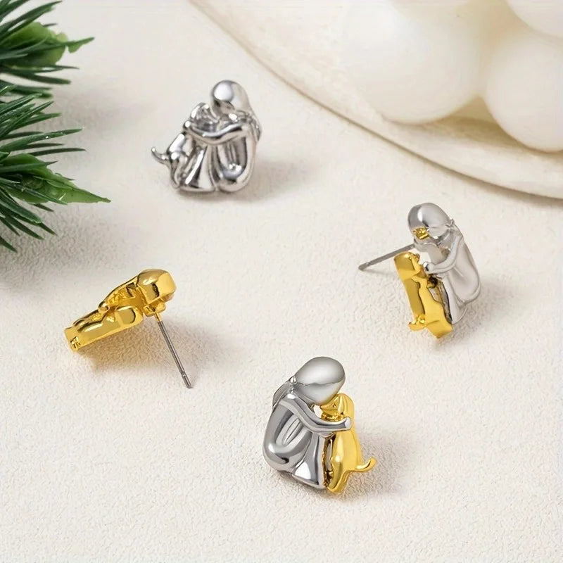 Silver and Gold Two-Tone Hug Earrings - emmy-rae-jewels.com