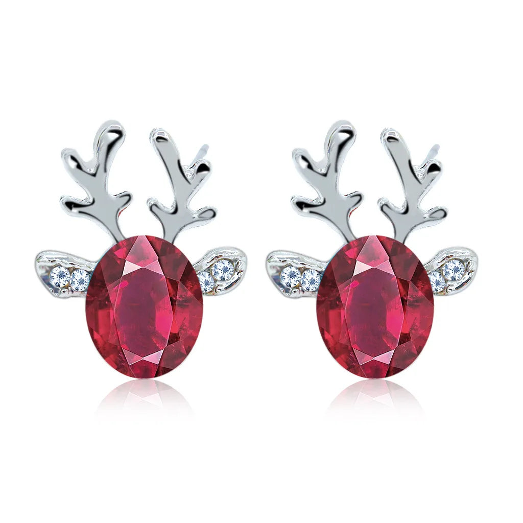 Festive Reindeer Crystal Stud Earrings - emmy-rae-jewels.com