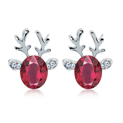 Festive Reindeer Crystal Stud Earrings - emmy-rae-jewels.com