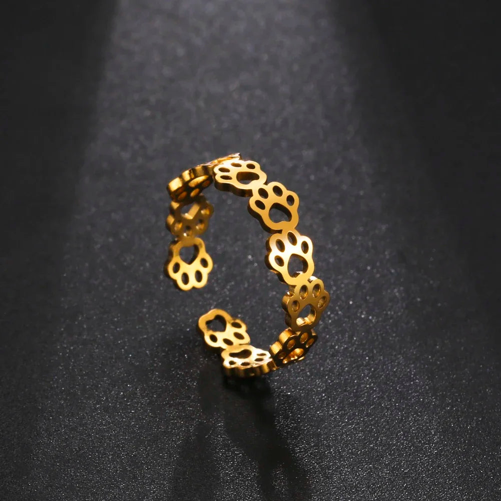 Adjustable Paw Print Ring – Made of Stainless Steel - emmy-rae-jewels.com