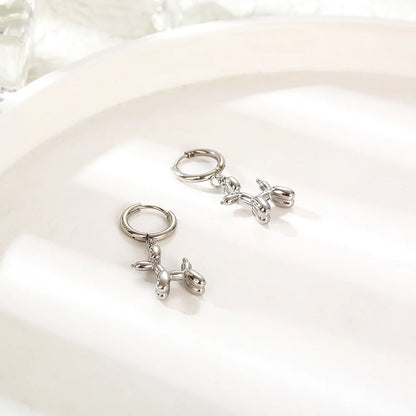 Gold Huggie Earrings with Mini Balloon Dog Charm - emmy-rae-jewels.com