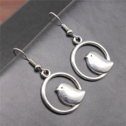 Vintage Bird Charm Drop Earrings – Handmade Boho Jewelry - emmy-rae-jewels.com
