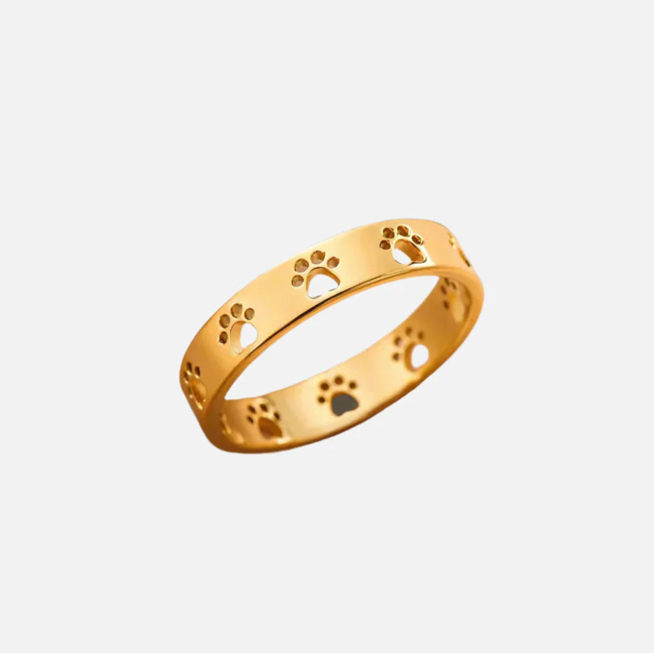 Gold-Tone Paw Print Ring – Stainless Steel - emmy-rae-jewels.com