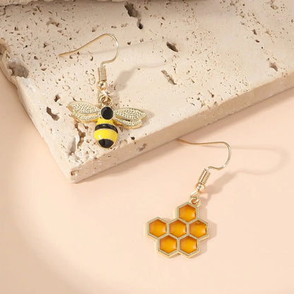 Honeycomb & Bee Drop Earrings – Gold Tone Jewelry for Women - emmy-rae-jewels.com