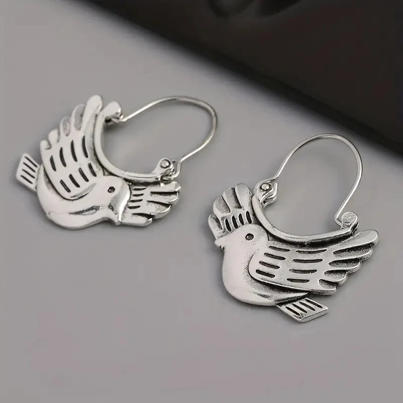 Boho Bird-Inspired Dangle Earrings – Silver-Tone - emmy-rae-jewels.com