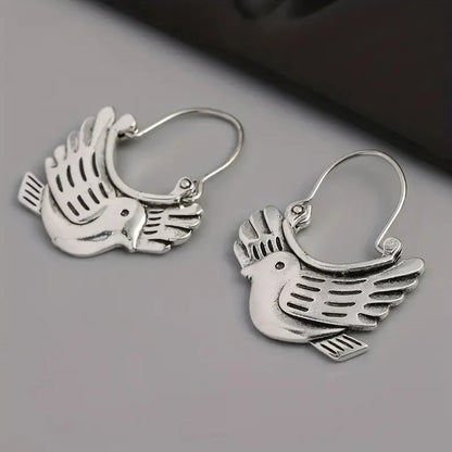 Boho Bird-Inspired Dangle Earrings – Silver-Tone - emmy-rae-jewels.com