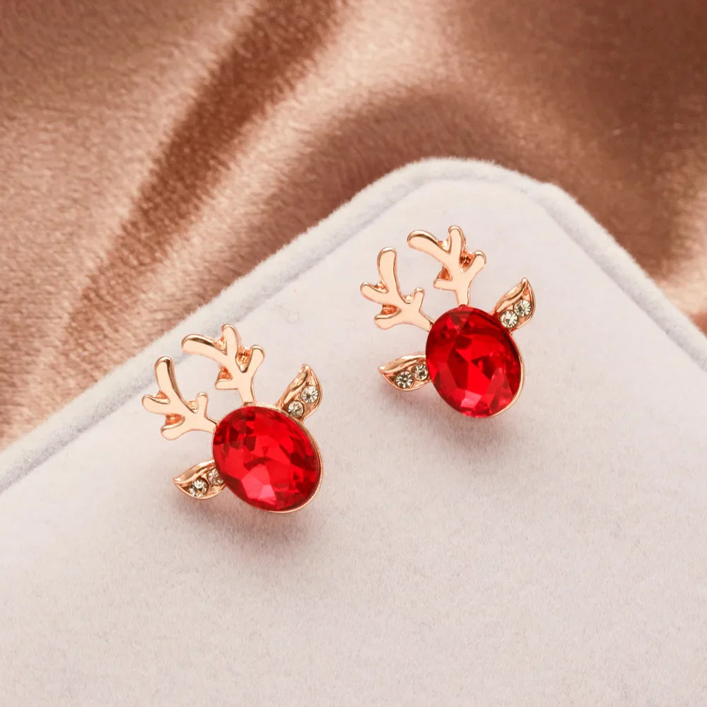 Festive Reindeer Crystal Stud Earrings - emmy-rae-jewels.com