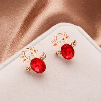 Festive Reindeer Crystal Stud Earrings - emmy-rae-jewels.com