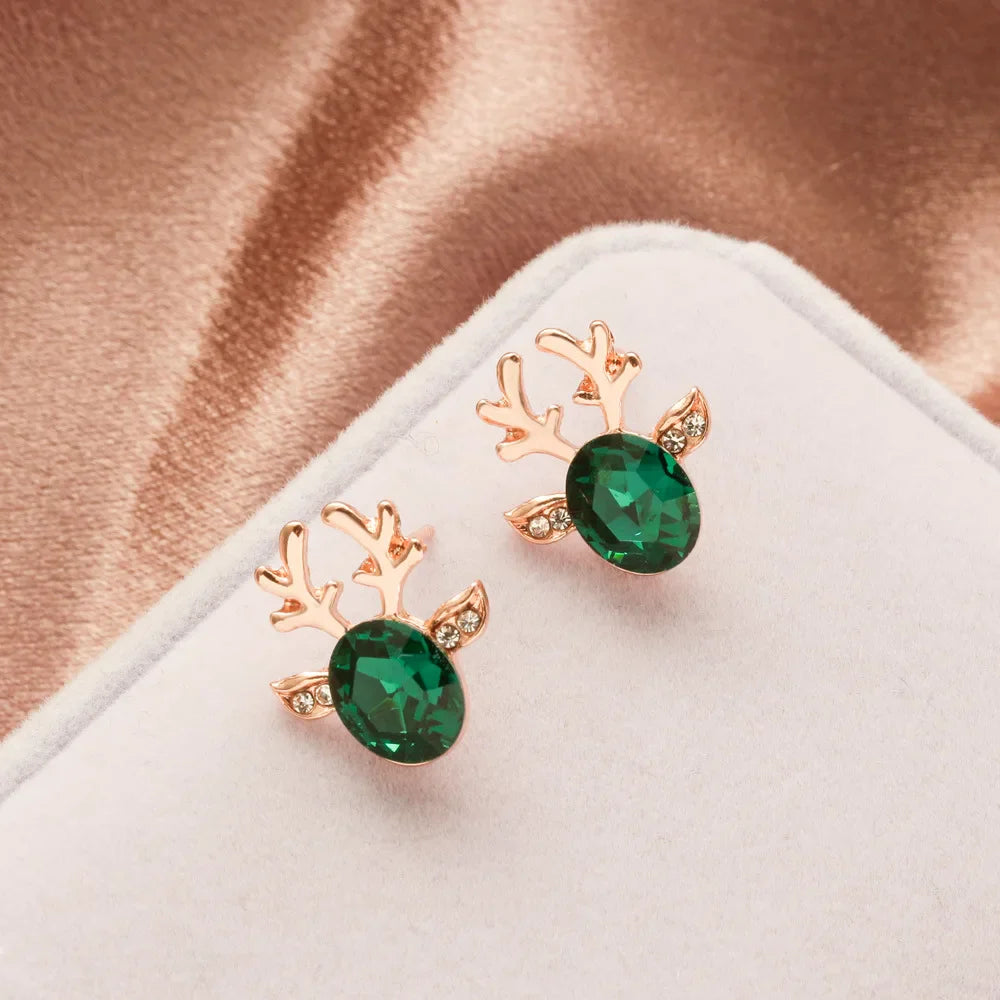 Festive Reindeer Crystal Stud Earrings - emmy-rae-jewels.com