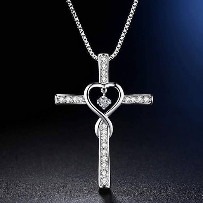 Blessed Zirconia Heart Cross Necklace - emmy-rae-jewels.com