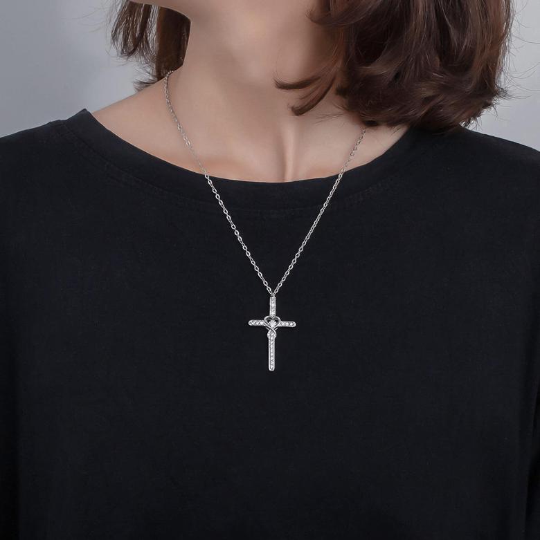 Blessed Zirconia Heart Cross Necklace - emmy-rae-jewels.com