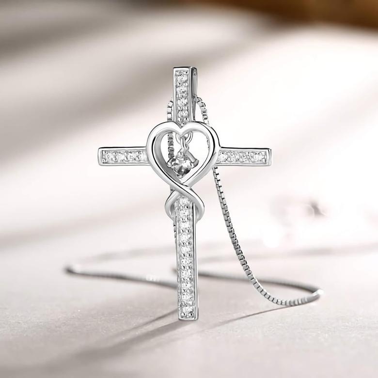 Blessed Zirconia Heart Cross Necklace - emmy-rae-jewels.com