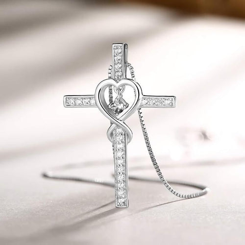 Blessed Zirconia Heart Cross Necklace - emmy-rae-jewels.com
