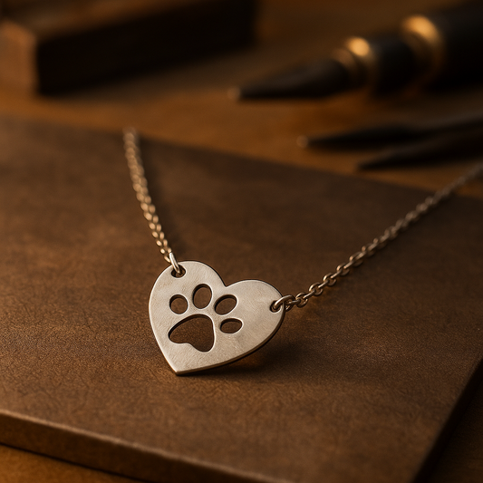 Silver Heart & Paw Pendant Necklace - emmy-rae-jewels.com
