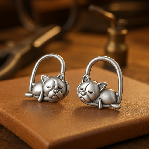 925 Silver Sleeping Puppy Stud Earrings - emmy-rae-jewels.com