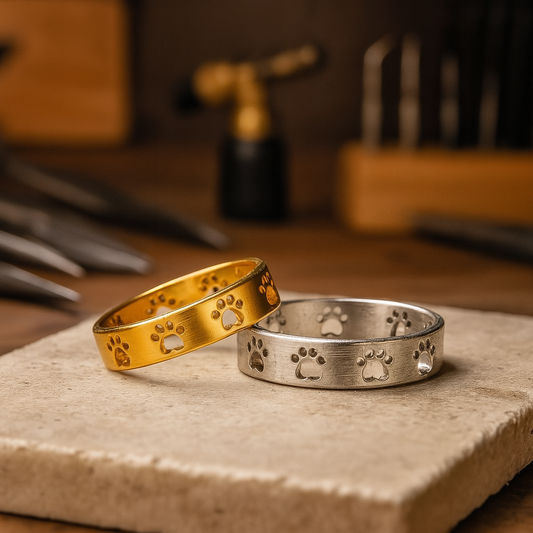 Gold-Tone Paw Print Ring – Stainless Steel - emmy-rae-jewels.com