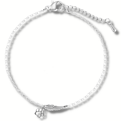 Silver Memorial Bracelet with Angel Wing & Paw Print | Handmade - emmy-rae-jewels.com