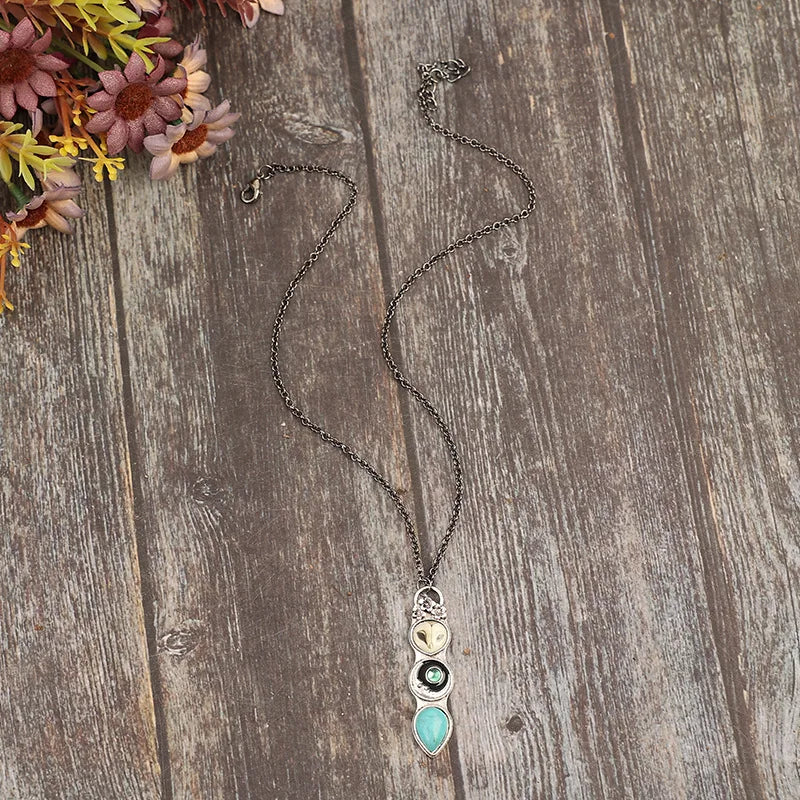 Turquoise Owl Wisdom Bar Necklace - emmy-rae-jewels.com