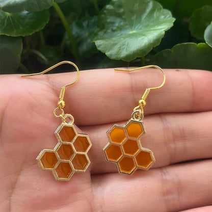 Golden Bee & Honeycomb Crystal Earrings - emmy-rae-jewels.com