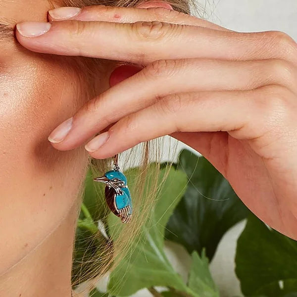 Blue Hummingbird Enamel Earrings - emmy-rae-jewels.com