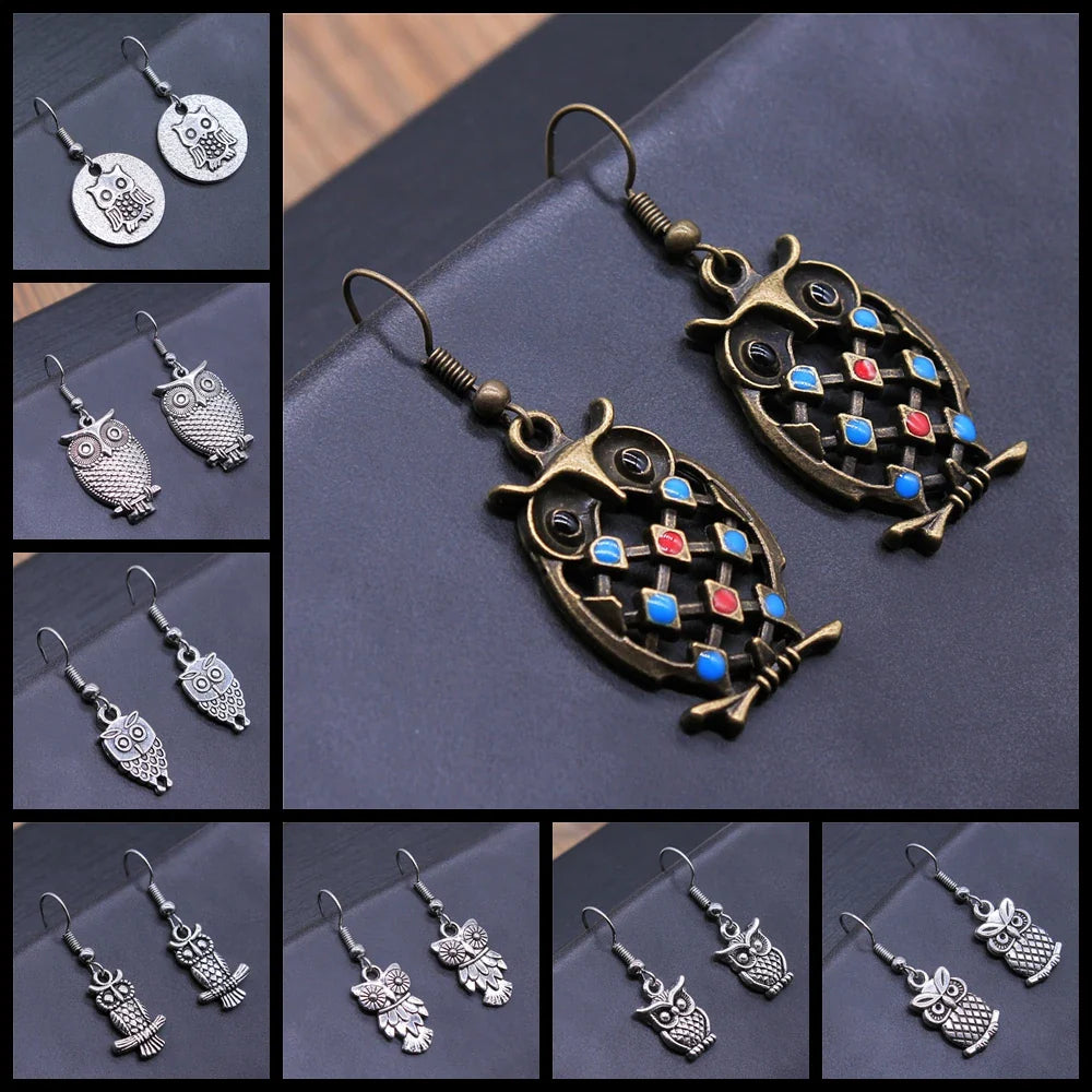 Vintage Owl Bohemian Dangle Earrings - emmy-rae-jewels.com