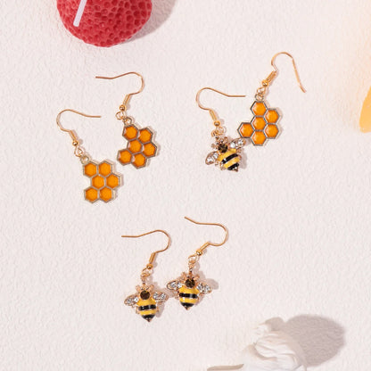 Golden Bee & Honeycomb Crystal Earrings - emmy-rae-jewels.com