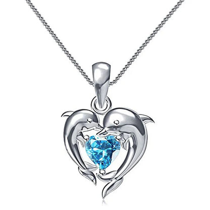 Dolphin Love Blue Heart Necklace - emmy-rae-jewels.com