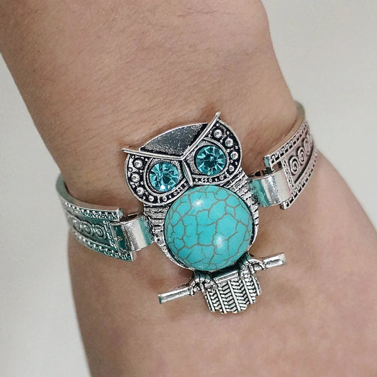 Vintage Owl Turquoise Charm Bracelet - emmy-rae-jewels.com