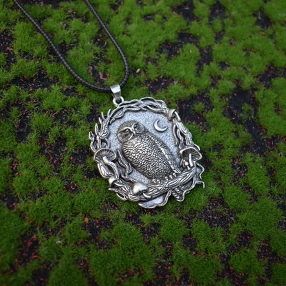 Mystical Owl Moon Mushroom Pendant Necklace - emmy-rae-jewels.com